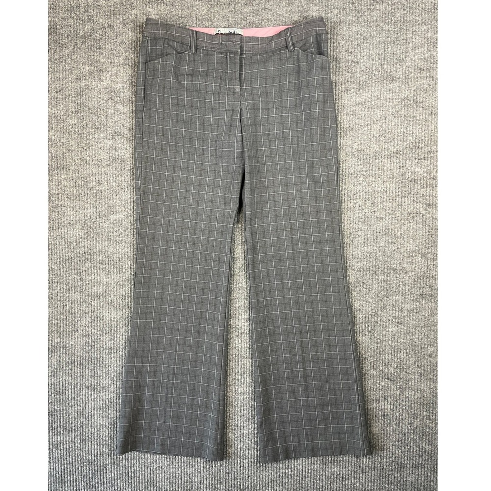 Y2K Preppy Academia Star City Logan Gray Plaid Flare Trousers US Juniors 11
